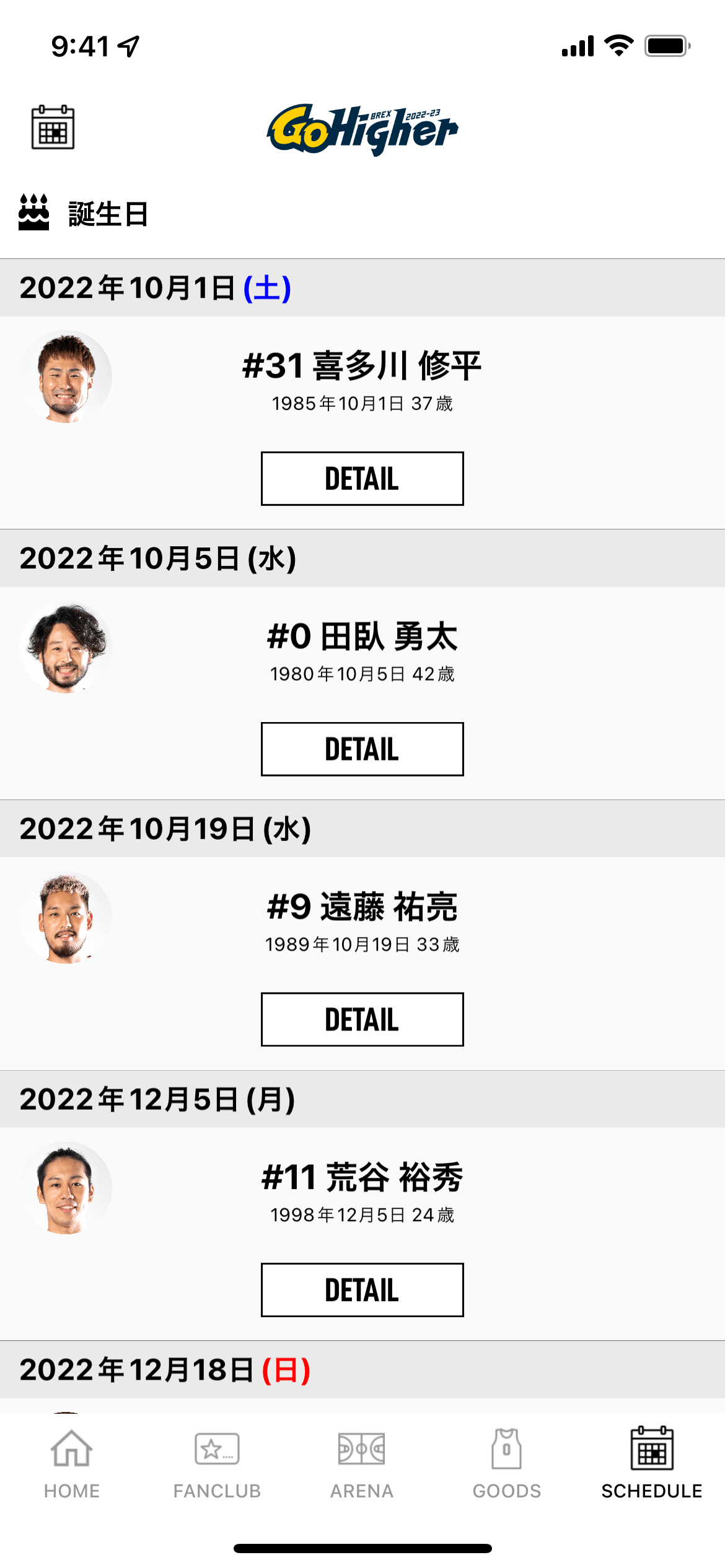 誕生日 リスト