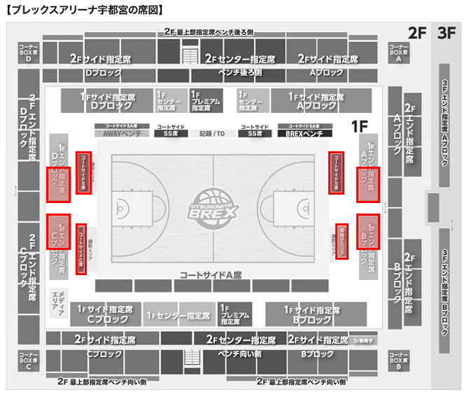 ブレックスアリーナ宇都宮 席図